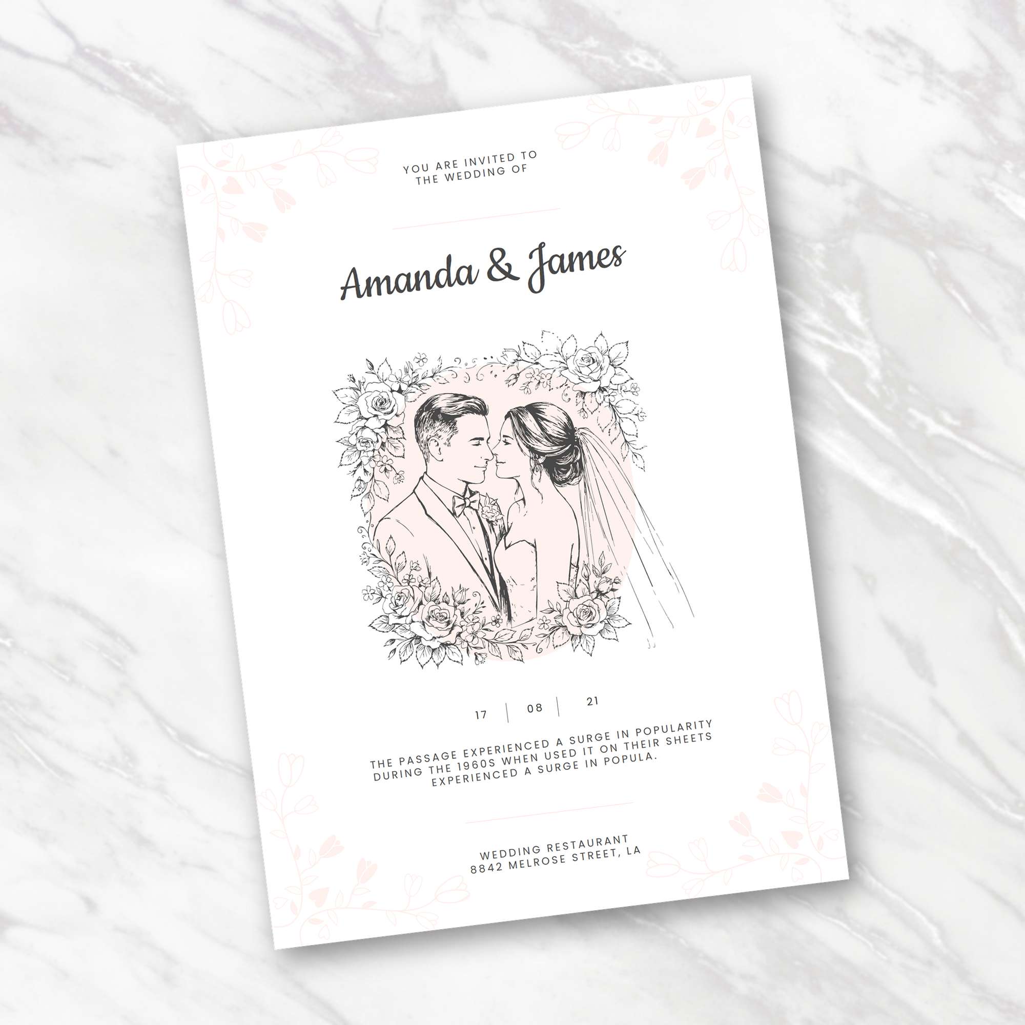Card 03 Rose Frame wedding invitation