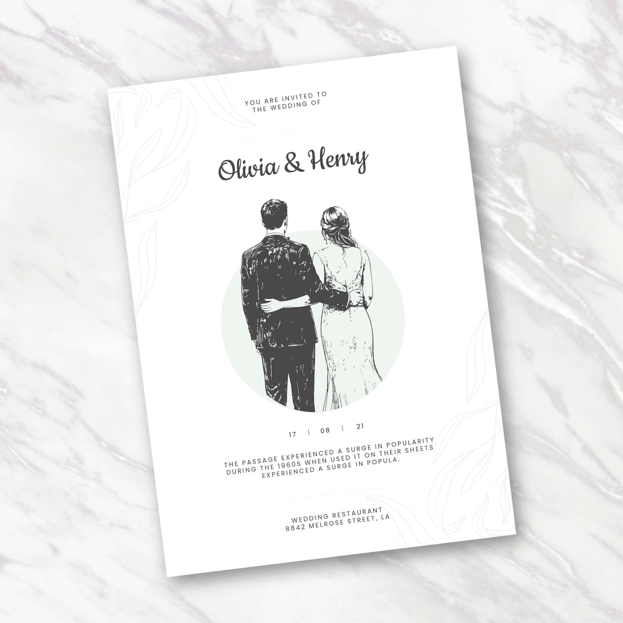 Card 04 Mint Circle wedding invitation