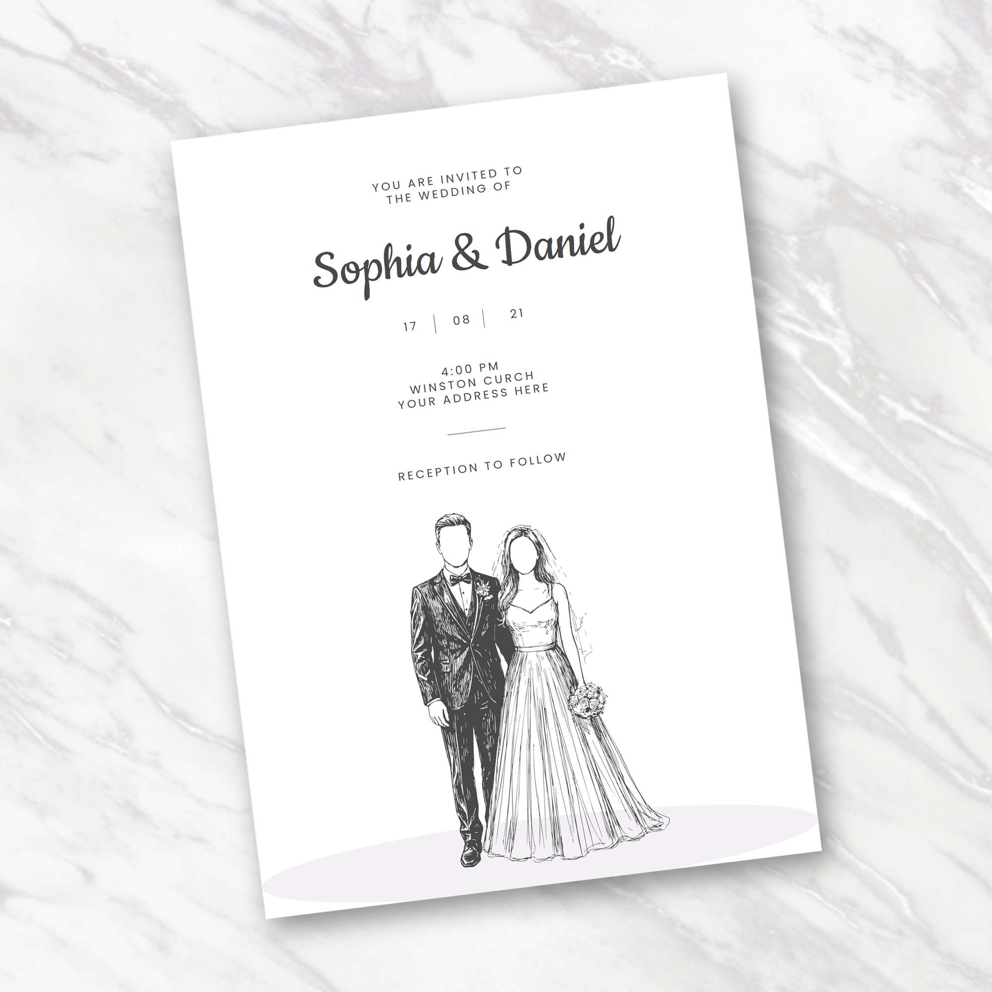 Card 05 Classic Portrait wedding invitation