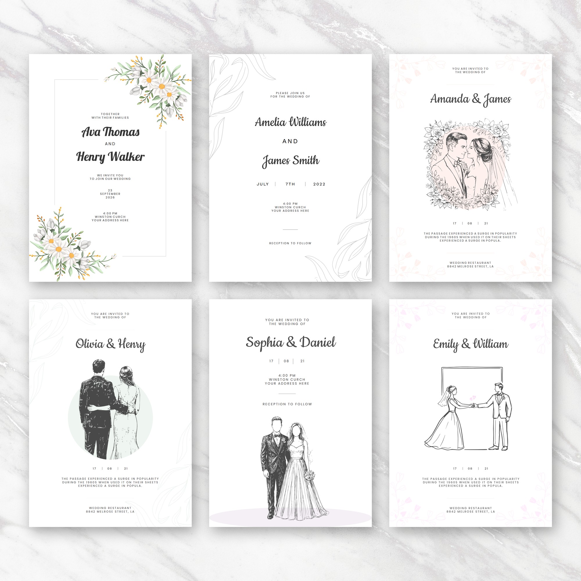 Six Digzey wedding invitation designs